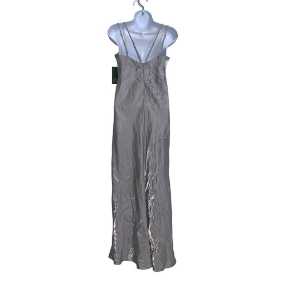 Wild Fable Gray Iridescent Satin Maxi Dress Adjustable Spaghetti Strap Small - Picture 4 of 12